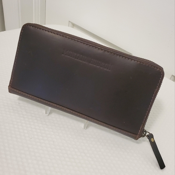 Montana Hudson Vintage Eva Brown Leather Zip Close Accordian Wallet, Classic - Picture 1 of 8